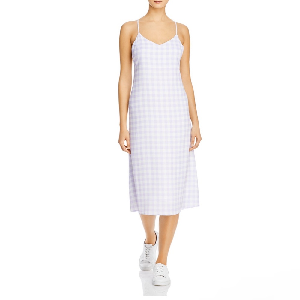 NWT Charlie Holiday Bassk Women's Lavender Checkered Slip Midi Dress